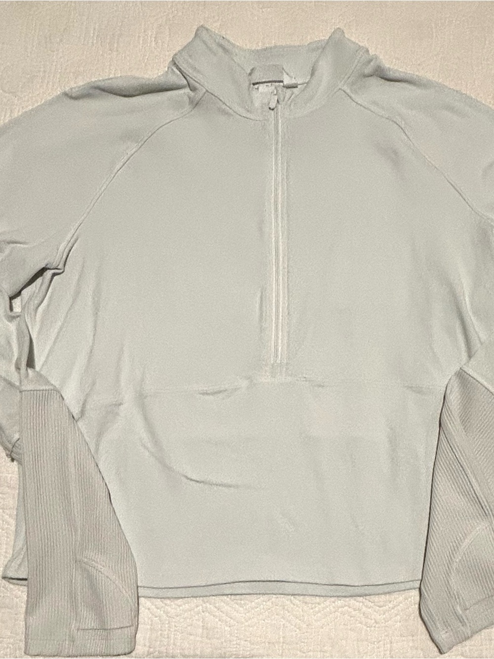 Lululemon White Rest Less Cropped Half Zip Pullover Size 10